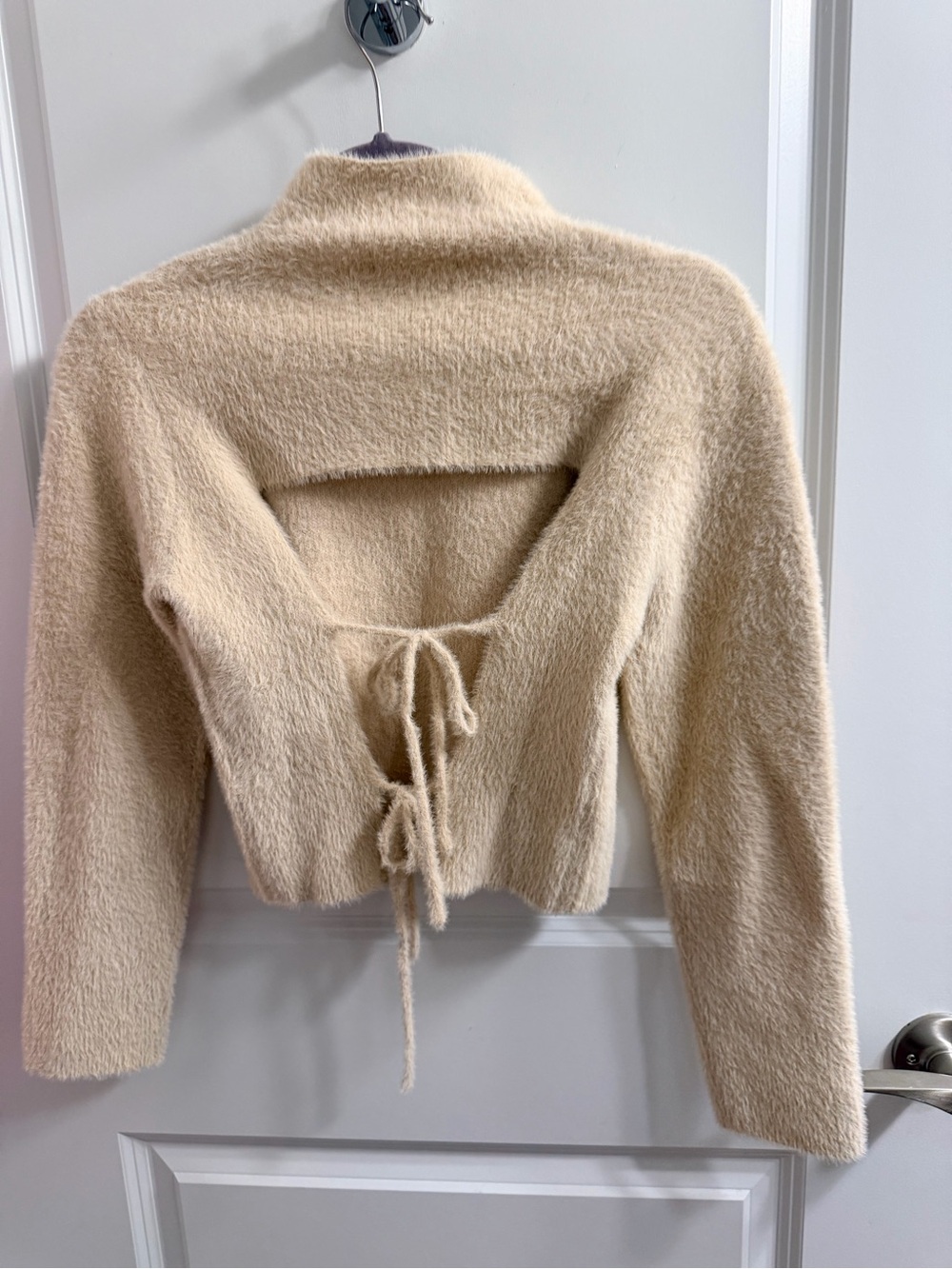 4SI3NNA Cream Fuzzy Tie-Back Teddy Jacket